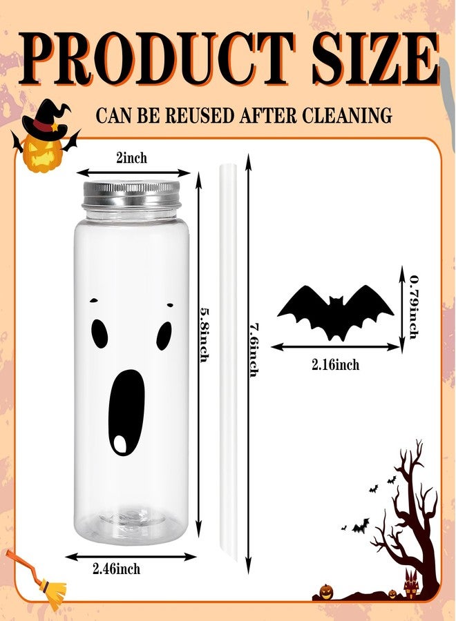 JarThenaAMCS مجموعة أكواب بلاستيكية من JarThenaAMCS، 20 قطعة، بتصميمات خفافيش وأشباح، مثالية للهالوين، مع أغطية وماصات، مناسبة للمشروبات الساخنة والباردة، لتزيين حفلات أعياد الميلاد، سعة 14 أونصة. - Image 2